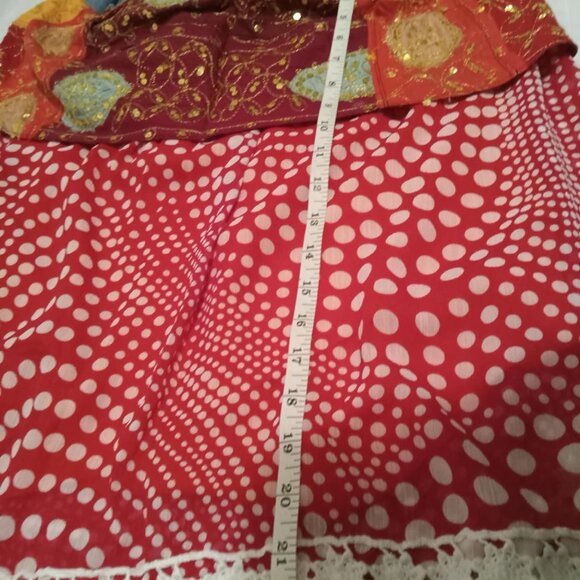 Beautiful handmade skirt, with denim, silk & cotton fabrics, sequins, embroidery - Picture 8 of 13